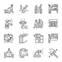 Bundle of Linear Style Cleaning Icons vector