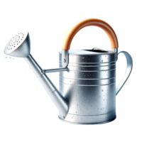 A watering can with a wooden handle png