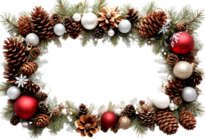 A frame with pine cones and balls on it png