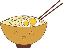 Smiling Ramen Bowl with Chopsticks Illustration vector