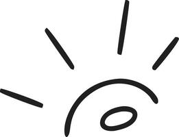 Bright sun illustration with rays represented in a minimalist style, suitable for various design projects or artistic expressions, created with black lines on a white background vector
