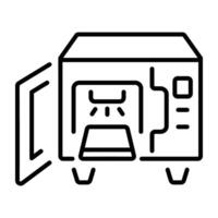 A linear icon of a steam sterilizer machine with an open door vector