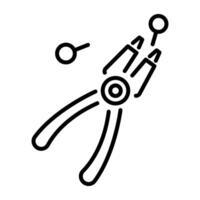 A linear icon of a piercing tool used for body piercing vector