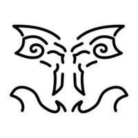 A linear icon of whale tail tattoo vector