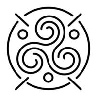 A linear icon of a triskele tattoo design. vector