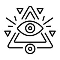 A linear icon of an eye tattoo design with a triangular frame vector