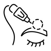 A linear icon of a person getting an eyebrow tattoo vector