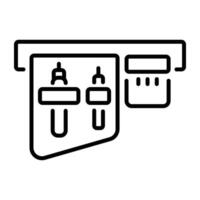 A linear icon of a tool belt with various tools and pouches vector