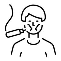 A linear icon of a person getting a face tattoo vector