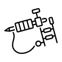 A linear icon of a tattoo machine. vector