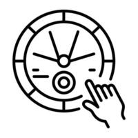 A linear icon of a colour wheel being selected by a hand vector