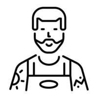 A linear icon of a tattoo artist vector