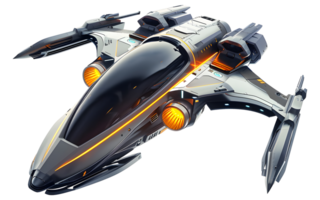 Advanced Sci-Fi Spaceship with Modern Orange Highlights png