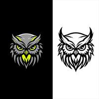 lighted owl head logo design vector