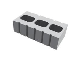 Gray Cement Cinder Block Isolated on White Background. vector