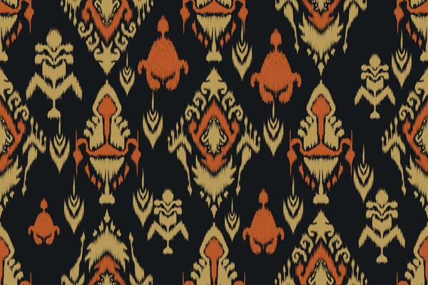 Ikat embroidery with an ethnic oriental pattern and traditional Aztec geometric art ornament. Designed for carpets, covers, wallpapers, wrapping paper, fabric, and clothing.