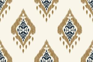 A traditional Ikat fabric filled with intricate geometric patterns, bright colors, and a light-colored background, giving it a warm and contemporary feel. vector