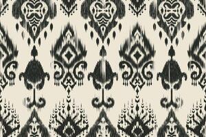 An ancient Ikat fabric pattern with intricate details in black tones, suitable for decorating a native style home. vector