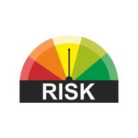 Risk icon speedometer meter with arrow for dashboard indicators Low, medium, high and risk levels isolated on white background. vector