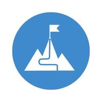 Goal icon on white background. Icon of a mountain with a flag at the peak. vector
