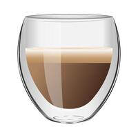 Cup of coffee with milk foam isolated on white background. vector