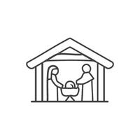 A simple, serene of baby Jesus in a manger vector