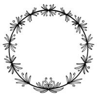 Rustic Floral Circle Frame vector