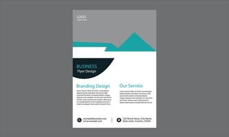 The design is a business flyer design. It features a modern and clean layout with a combination of grey, white, and teal colors. vector