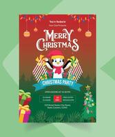 Merry Christmas Virtual Event party invitation poster advertisement design template vector