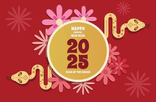 Chinese new year 2025 Background, year of snake 2025, Chinese zodiac symbol year snake with abstract design, year of the snake from posters, banners, card. vector