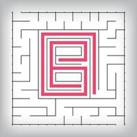 Square form linear number 8 maze puzzle. Tutorial confusing game activity. vector