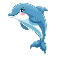 illustration of a dolphin in cartoon style. Cute smiling dolphin on a white background. vector