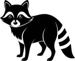 a black and white raccoon on a white background vector