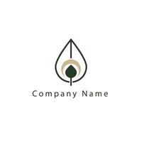A continuous line design proposal including a water drop logo with a leaf in the center vector