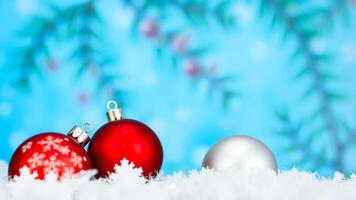 Christmas Baubles in the Snow photo