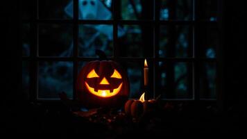 Jack-o'-lantern with a spooky glow photo