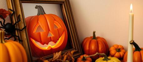 Glowing Jack-o'-Lantern in a Frame photo