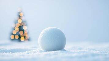 Close up of a snowball in the snow photo