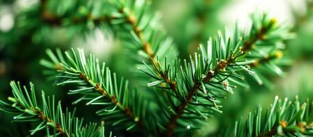 Closeup of Evergreen Tree Branch photo