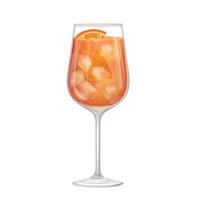 Aperol Spriz drink. Cocktail with lemon slice and ice isolated on white background. Photo realistic drawing vector