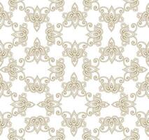 Floral line brocade fabric pattern design. Flourish arabesque seamless texture in baroque style. vector