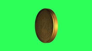 Zcash Coin Cryptocurrency 3D Rotate Loop Gold Coin Animation GreenScreen, Bali, Indonesia, 2024 video