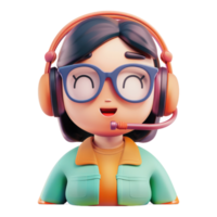 Customer support Call center three dimensional icon Isolated in transparent background. png