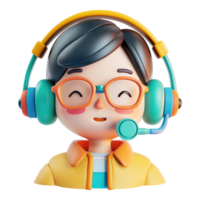 Customer support Call center three dimensional icon isolated on transparent background png