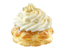 Puff with cream topping. Isolated png