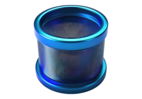 A blue trash can with a mesh lid png