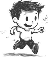 A Cartoon Boy Running with a Joyful Expression vector