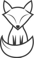 Simple Line Drawing of a Fox Sitting with its Tail Wrapped Around its Body vector