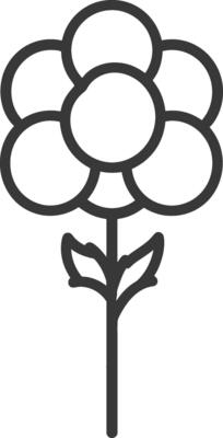 Simple Line Drawing of a Flower with a Stem and Leaves