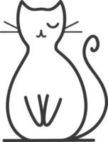 Line Drawing of a Sitting Cat with Closed Eyes vector
